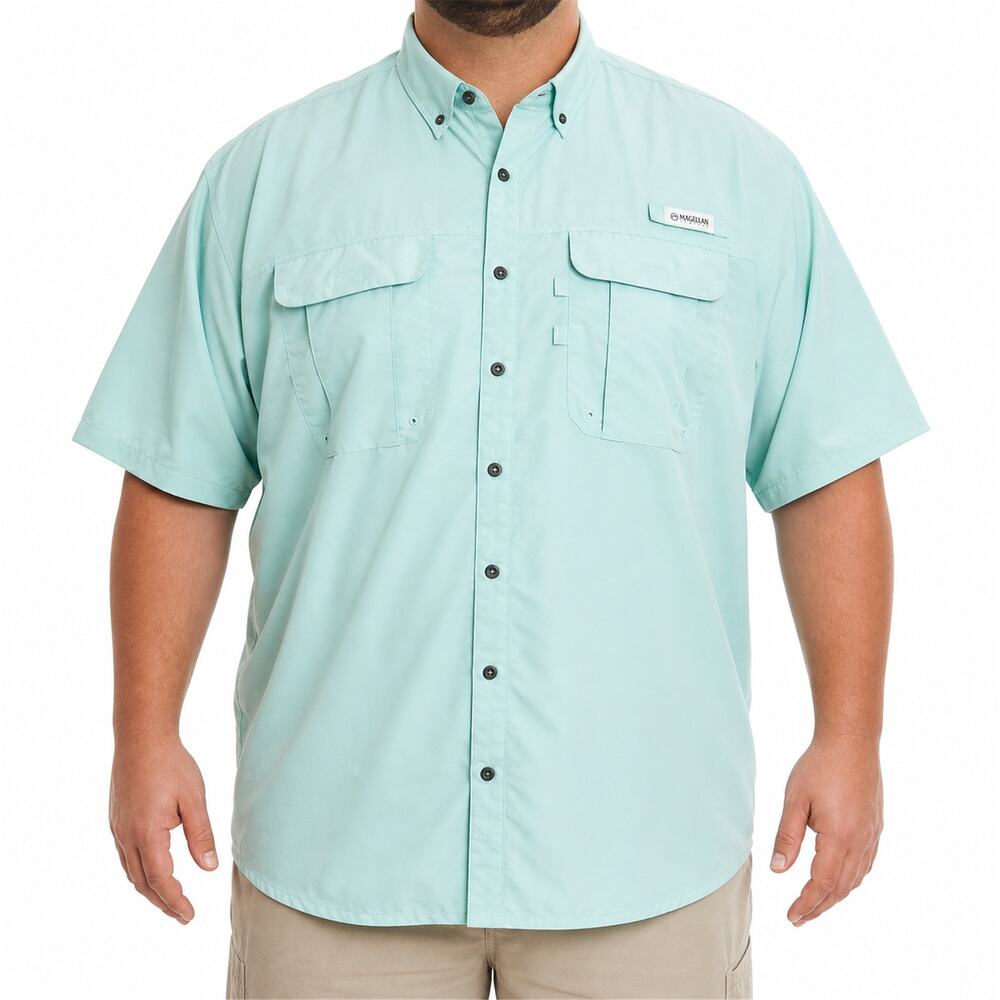 Magellan Outdoors Shirt Mens 4XL Aqua Blue Laguna Madre Fishing Vented Pockets